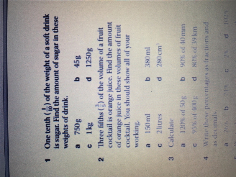 One tenth ( 1/10) of the weight of a soft drink is sugar. Find the amount of sugar-example-1