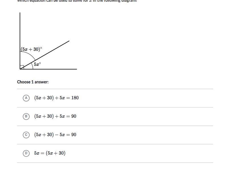 Which equation can be used to solve x in the following diagram?-example-1