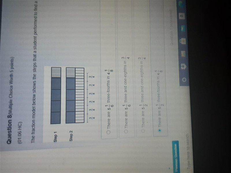 The fraction model below the steps that a student performed to find a quotient. Which-example-1