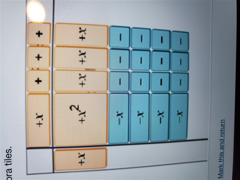 The partial Factorization of X²-x-12 is modeled with algebra tiles. Which unit tiles-example-1