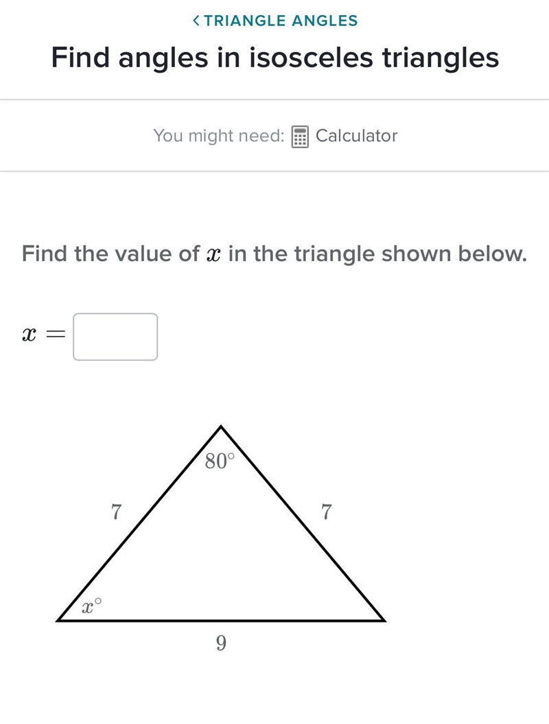 Find the value of xxx in the triangle shown below.-example-1