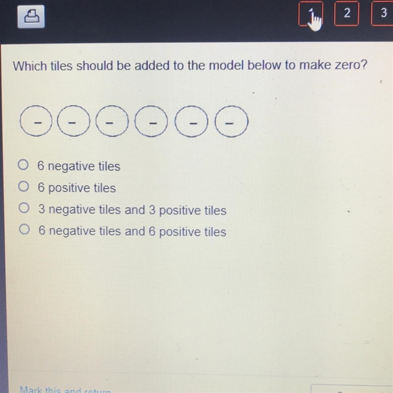 Which tiles should be added to the model below to make zero? 000000 6 negative tiles-example-1