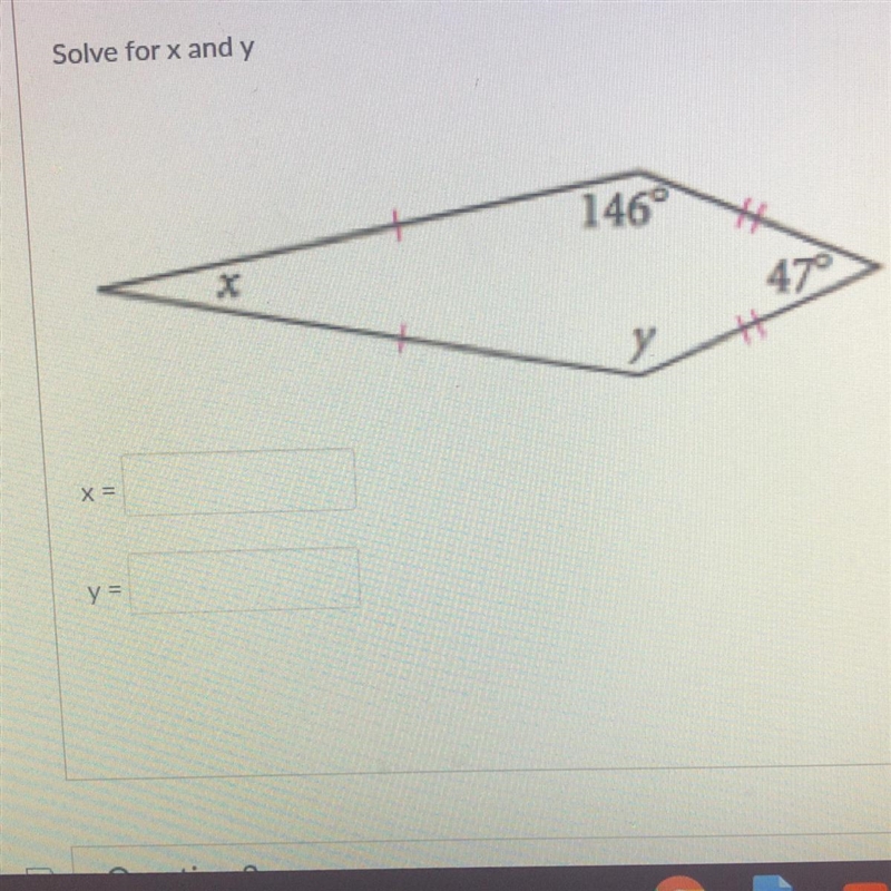 Solve for x and y Plz I need help it’s for geometry-example-1