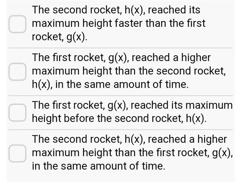 Which statement is true about the flight of 2 rockets?-example-2