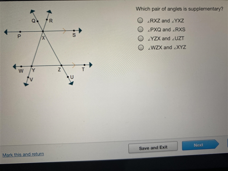 Which pair of angles is supplementary?-example-1