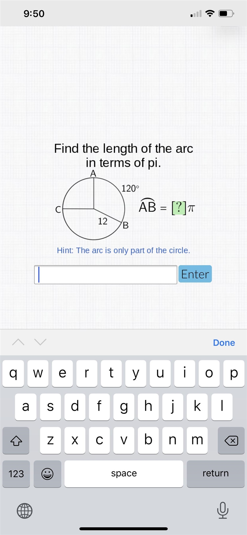 Find the length of the arc in terms of pi-example-1