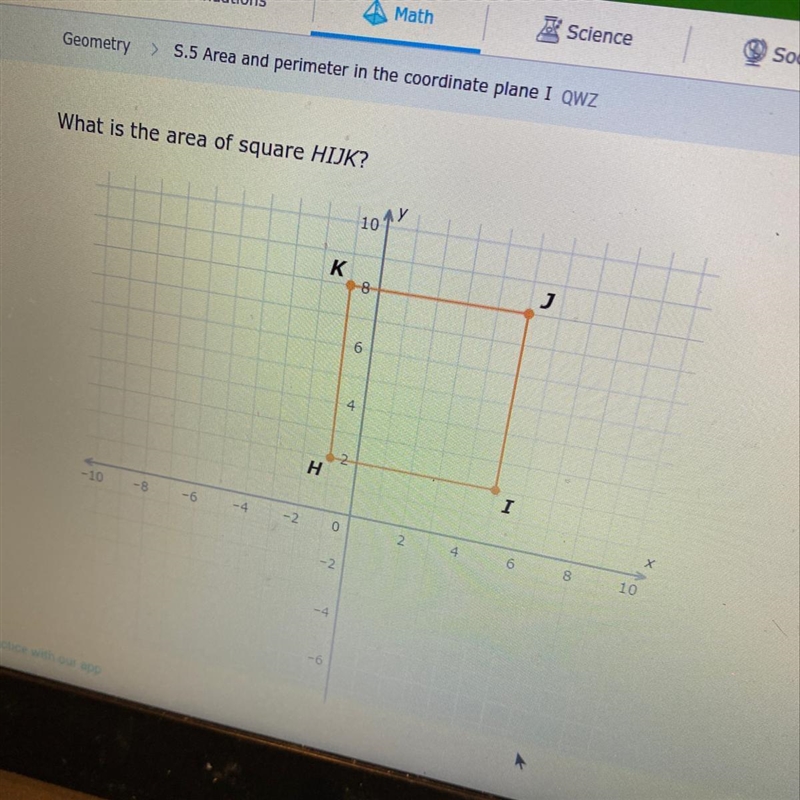 What is the area of square HIJK-example-1