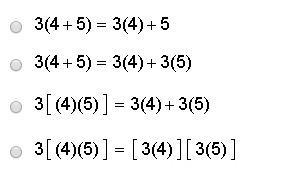 Which statement illustrates the distributive property?-example-1