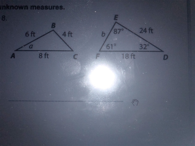 The triangle in each pair are similar. Find the unknown measures.-example-1