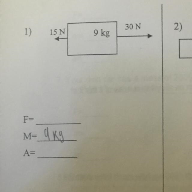 Please help what is the Force (F) and the Acceleration (A)-example-1