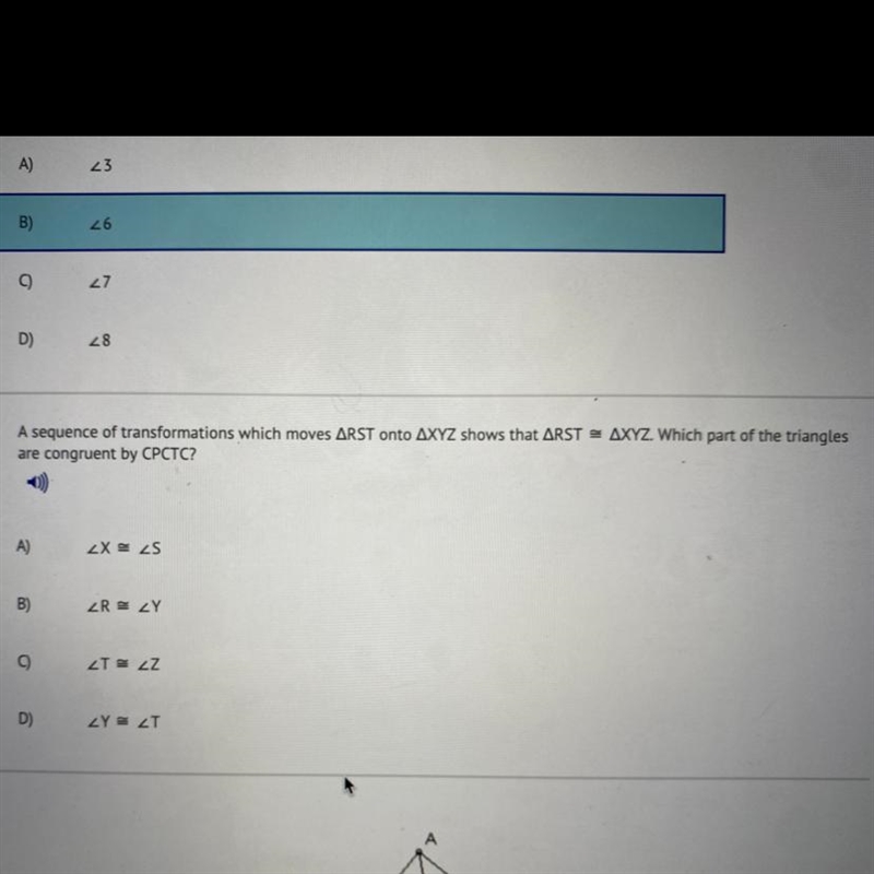 A sequence of transformation which moves RST onto XYZ shows that RST XYZ. Which part-example-1