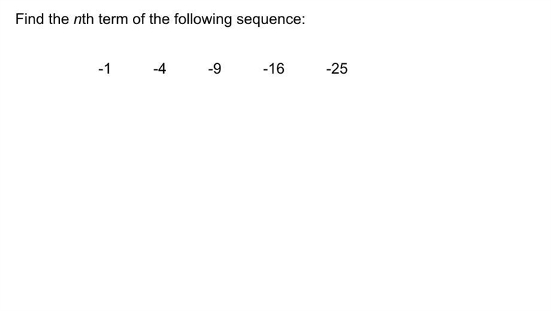 Find the nth term for this sequence -1 - 4 - 9 - 16 - 25-example-1