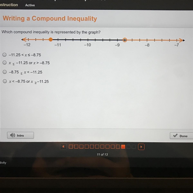 Need ASAP. Answers are in the photo Which compound inequality is represented by the-example-1