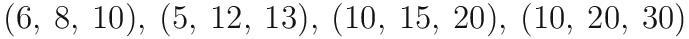 PLEASE HELP!!! I AM BEING TIMED! which of the following are Pythagorean triples?-example-1