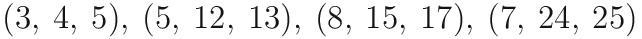 PLEASE HELP!!! I AM BEING TIMED! which of the following are Pythagorean triples?-example-2