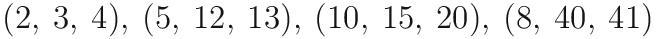 PLEASE HELP!!! I AM BEING TIMED! which of the following are Pythagorean triples?-example-3