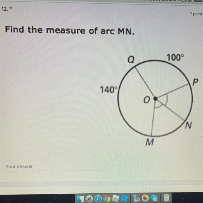 What’s would be the measure of arc MN?-example-1