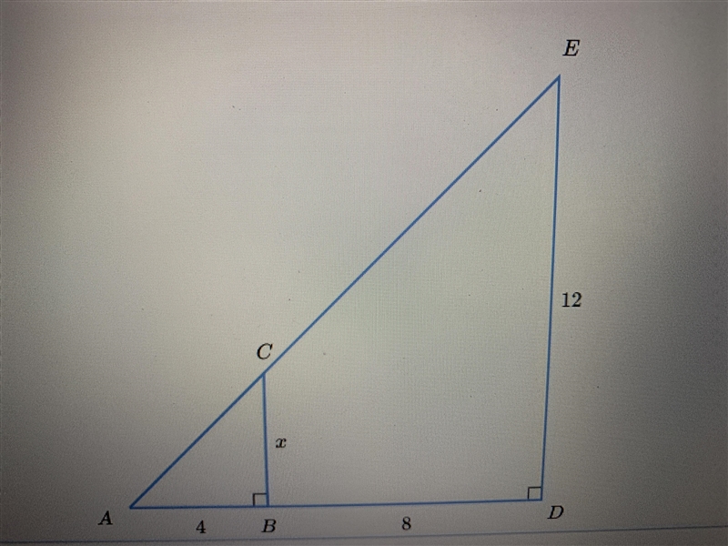 Solve similar triangles solve for x can someone answer please help-example-1