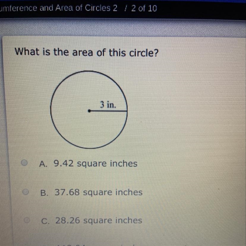 What is the area of this circle?-example-1