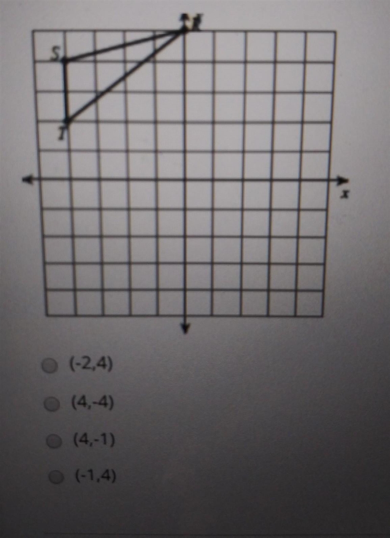 Find the coordinates of S' after a rotation of the triangle 180° about the origin-example-1