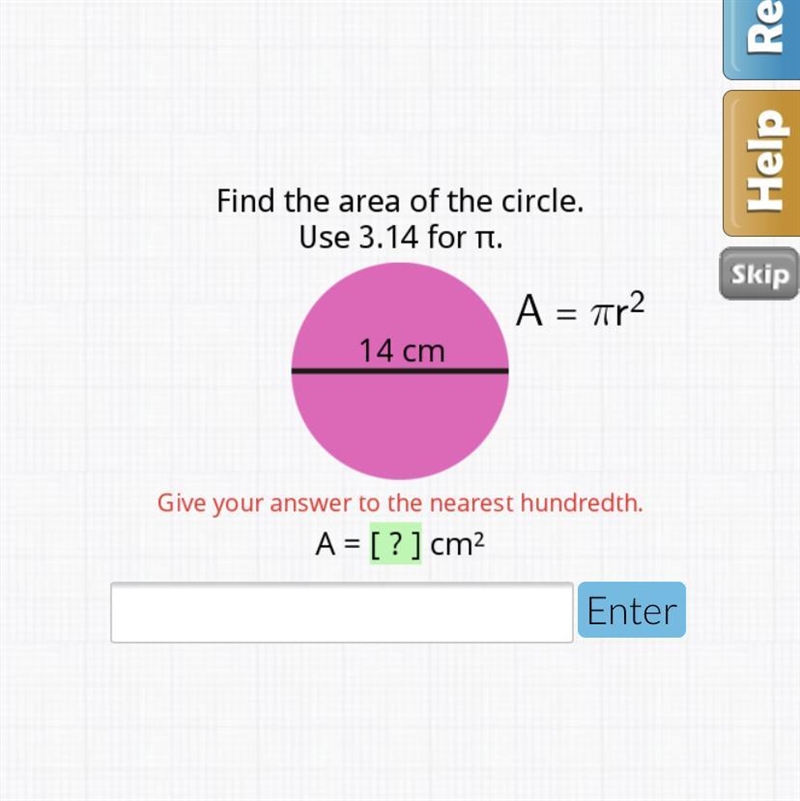 Find the area of the circle use 3.14 for-example-1