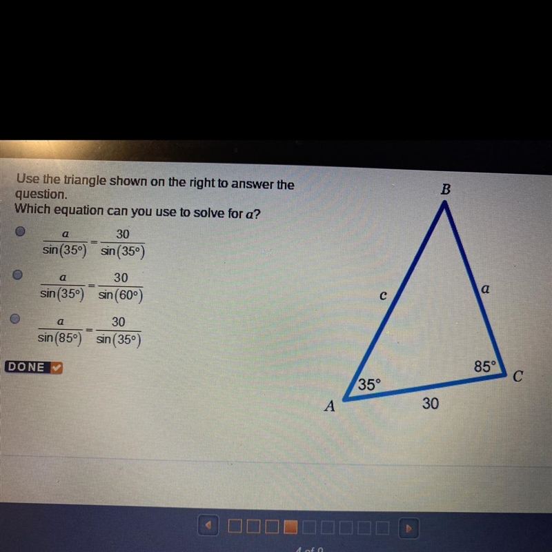 Which equation can you use to solve for a?-example-1