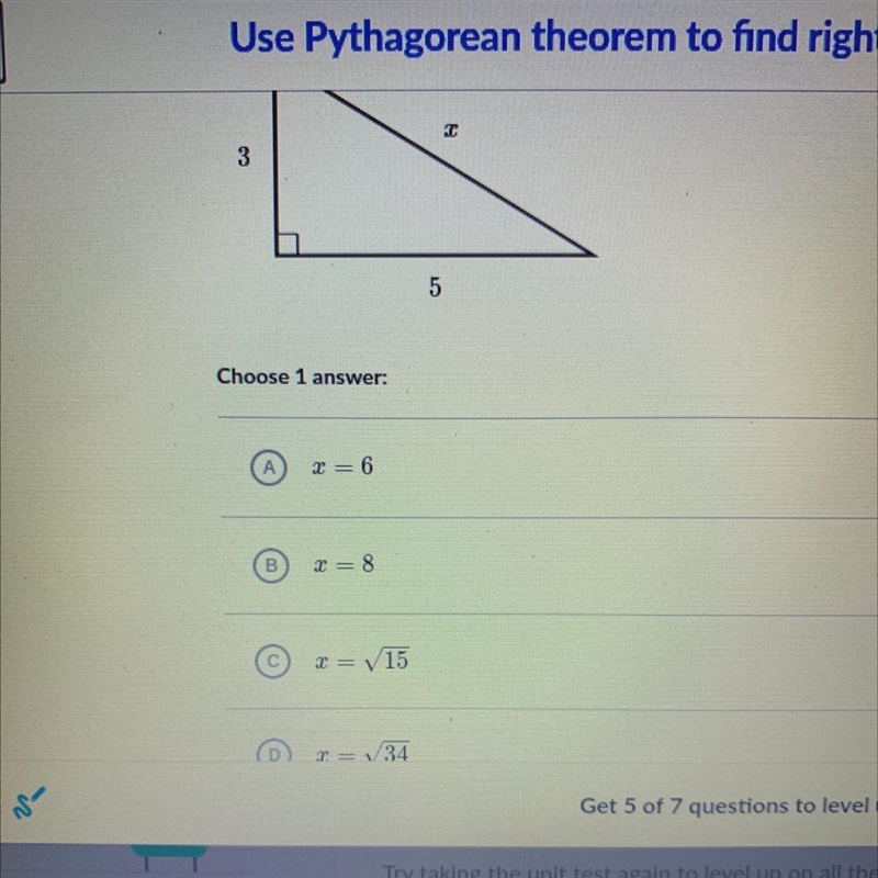 Find the value of X in the triangle shown below. Choose 1 answer: A) x=6 B) x=8 C-example-1