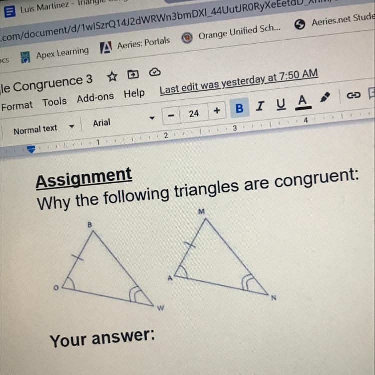 Why the following triangles are congruent!-example-1