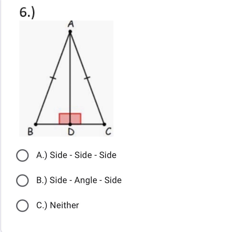 Helpppp!! Are the triangles below congruent by Side-Side-Side, Side-Angle-Side, or-example-1