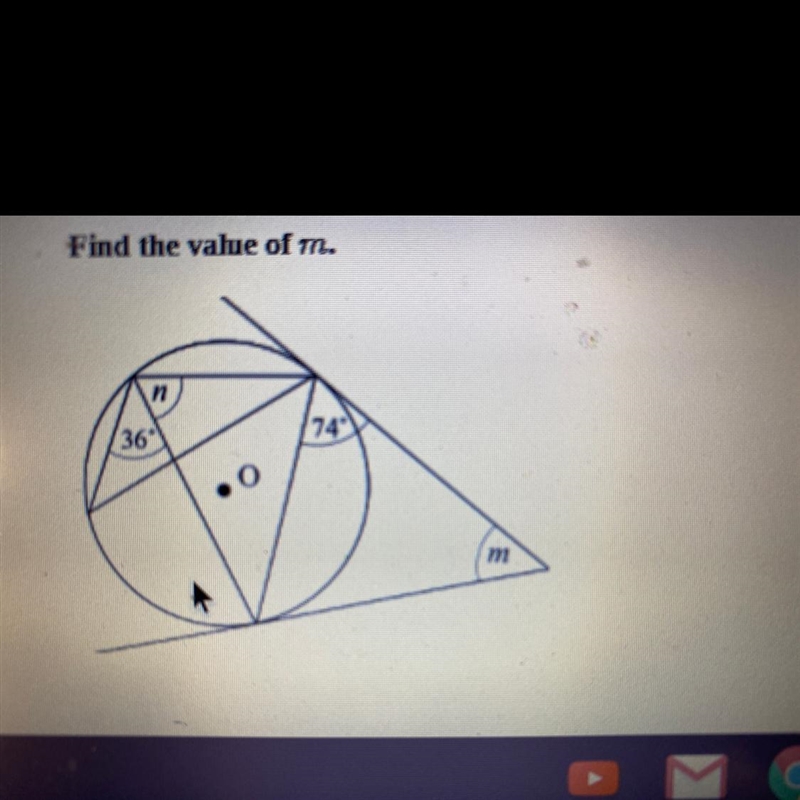 Find the value of m. A. 63 B.50 C.32 D.74-example-1