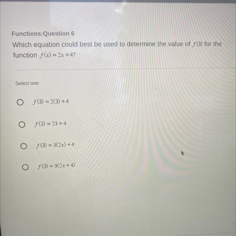 Which equation could best be used to determine the value of f(3) for the function-example-1