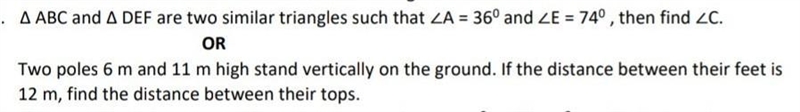 ∆ ABC and ∆ DEF are two similar triangles such that ∠A = 360 and ∠E = 740 , then find-example-1
