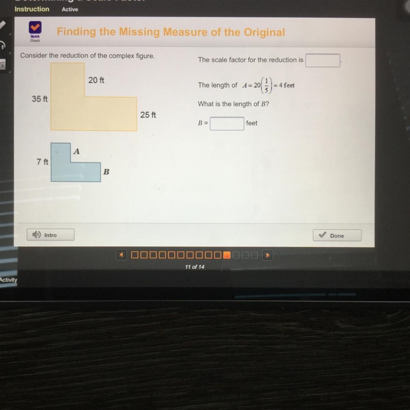 The scale factor for the reduction is The length of A=204) = 4 feet What is the length-example-1