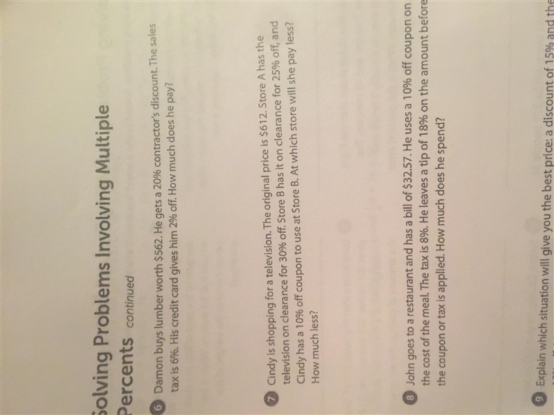 damon buys lumber worth $562.he gets 20% contractors discount. the sales tax is 6% . his-example-1