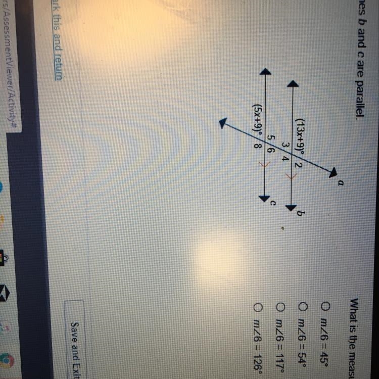 Lines b and c are parallel what is the measure of angle 6?-example-1