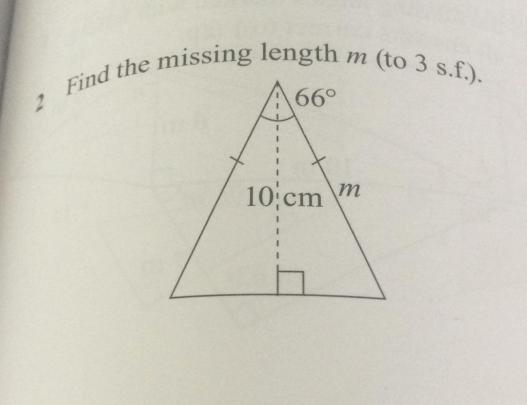 Use SOHCAHTOA for this. Work out 'm' in 3sf, I need the working out.-example-1