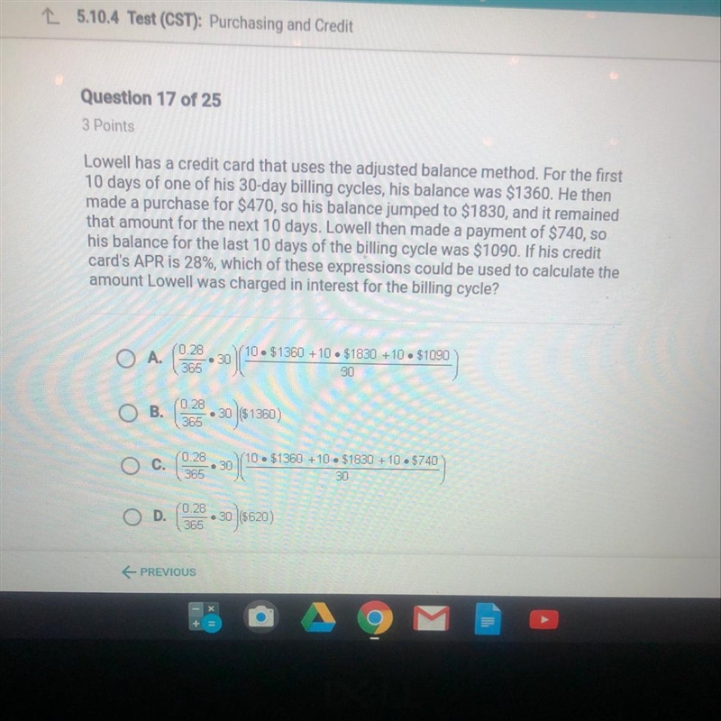 Lowell has a credit card that uses the adjusted balance method. For the first 10 days-example-1