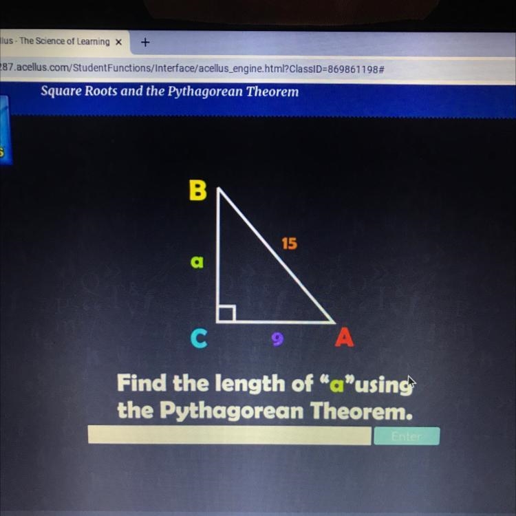 B 15 C А. Find the length of "a"using the Pythagorean Theorem.-example-1