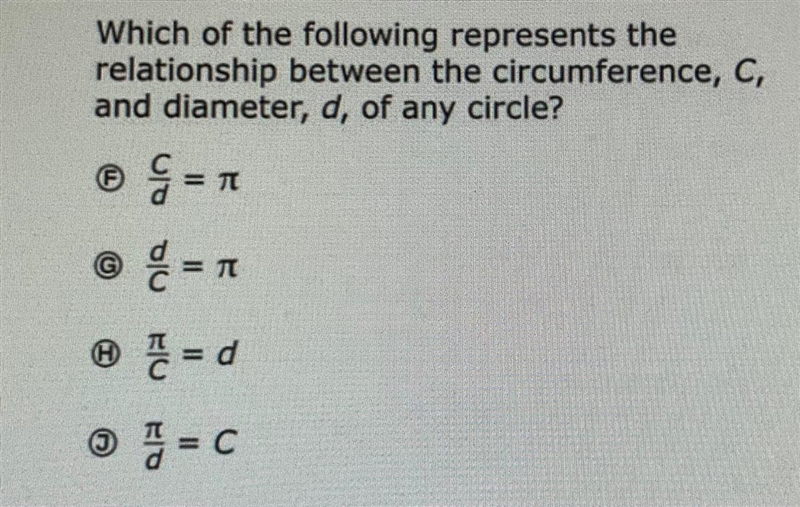 Which of the following represents the relationship between the circumference, c, and-example-1