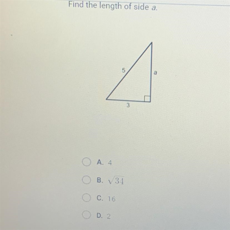 PLS HELP!!! find the length of side a-example-1