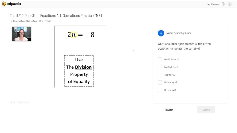 What should happen to both sides of the equation to isolate the variable?-example-1