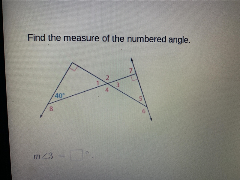 Find the measure of the numbered angle (m 3)-example-1