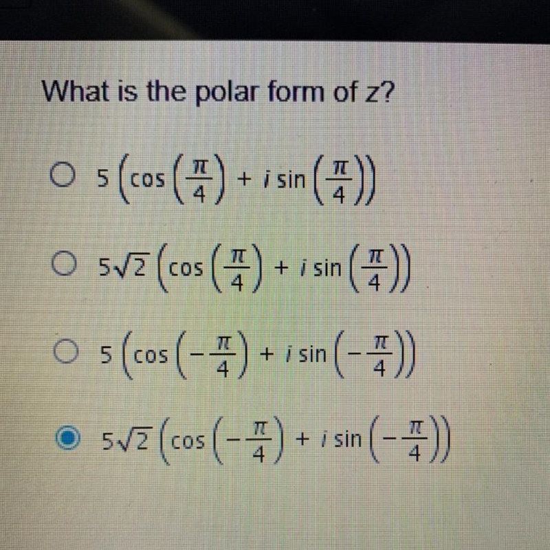 What is the polar form of z?-example-1