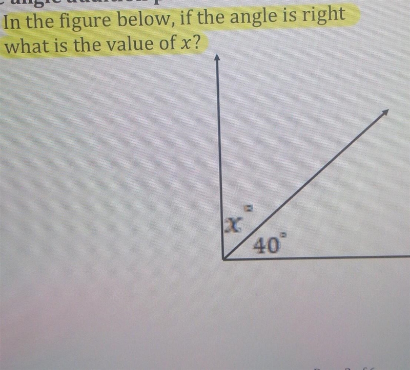 In the figure below, if the angle is right what is the value of x? ​-example-1