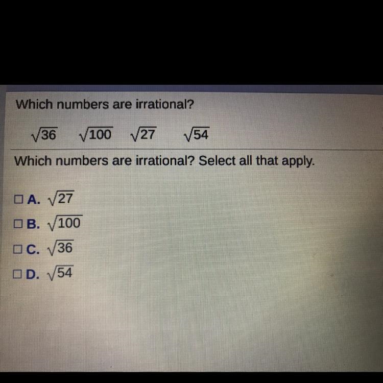 Which numbers are irrational-example-1