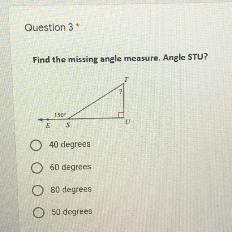 Find the missing angle measure Angle STU?-example-1