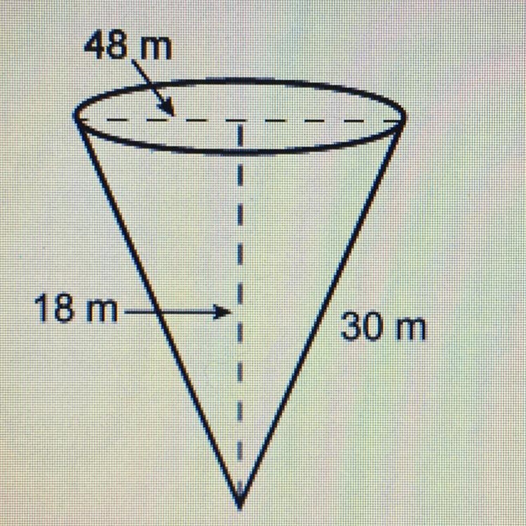 What is the exact volume of the cone in terms of pi? A) 5760 m B) 41472 m C) 23040 m-example-1