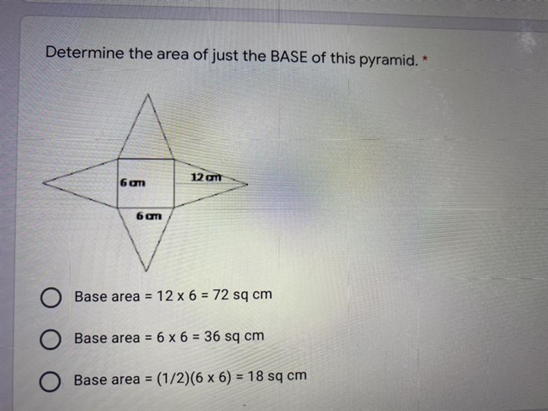 Determine the area of just the base of the pyramid-example-1