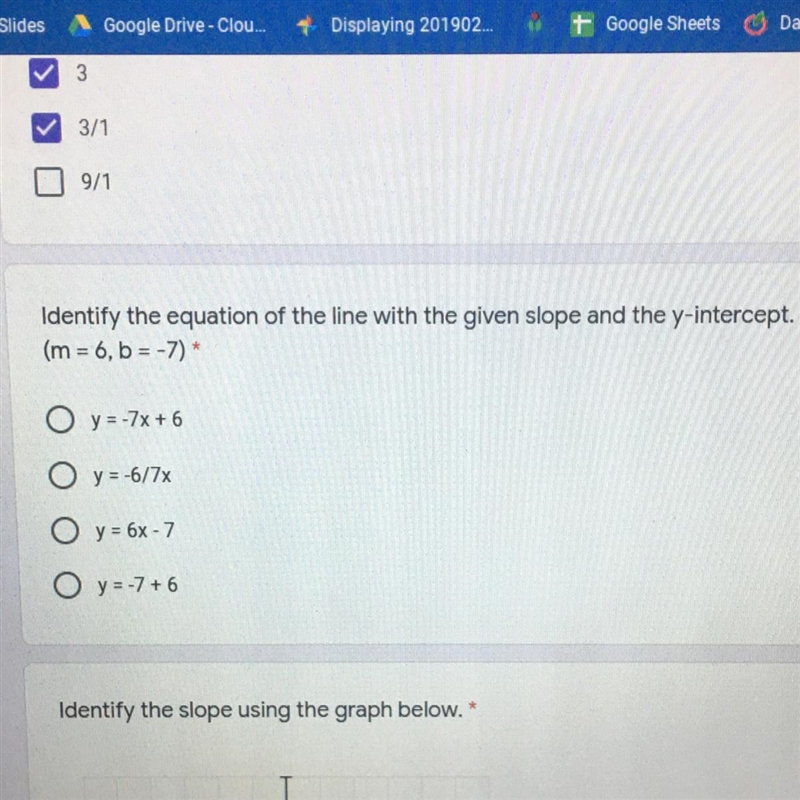 Identify the equation of the line with the given slope and Y intercept,-example-1