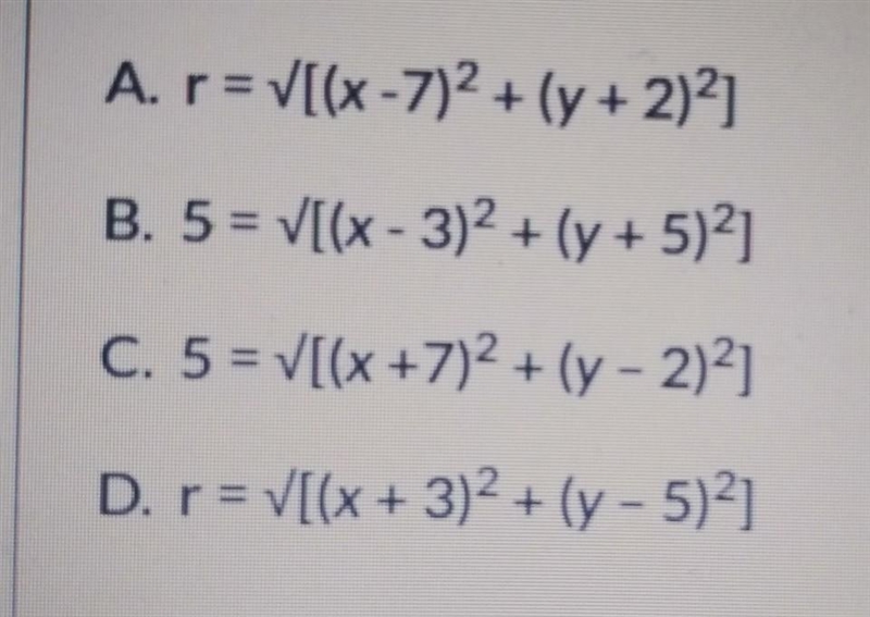 Enter the equation of the circle with C(-7, 2) and containing the point P(-3,5). A-example-1